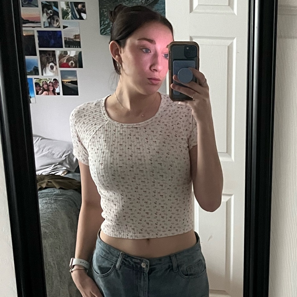 American Eagle Floral Baby Tee